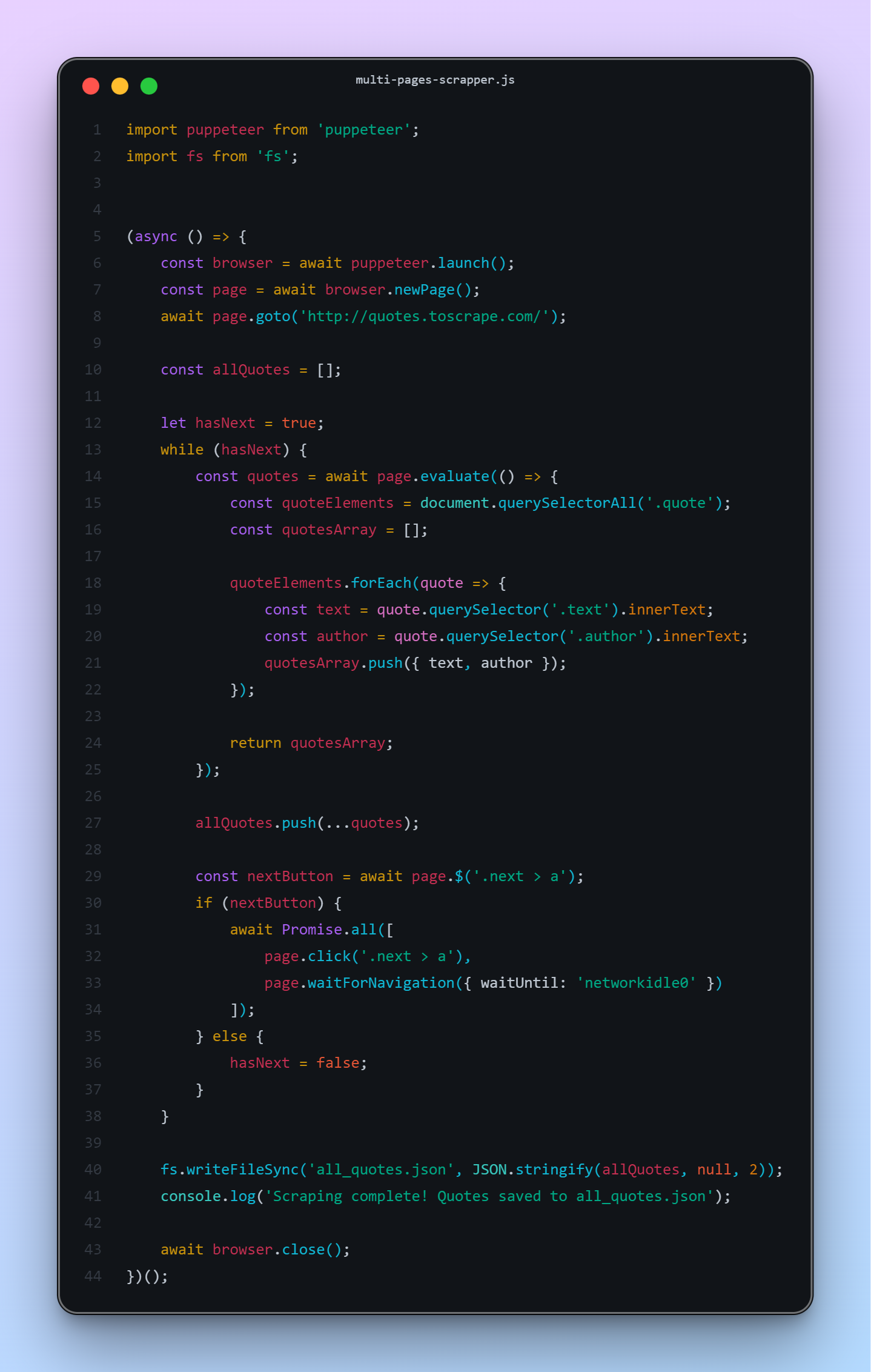 complete project code